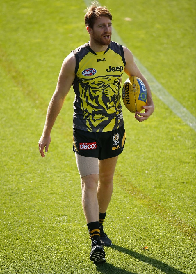 AFL 2016 Training - Richmond Training 150316 MELBOURNE, AUSTRALIA - MARCH 15: Reece Conca of the Tigers walks laps during the Richmond Tigers training session at Punt Road Oval in Melbourne on March 15, 2016. (Photo by Michael Willson/AFL Media)